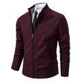 Autumn and Winter New Jersey Men'S Casual Sports Coat Solid Color Stand Collar Wweater Grab Fleece Warm Zipper Cardigan