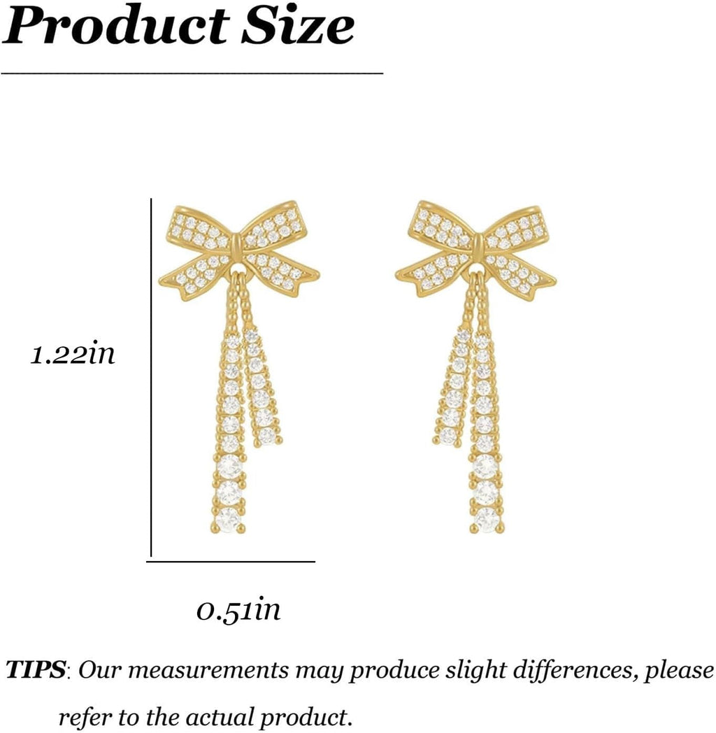 Bow Earrings for Women Pearl Bow Earrings Rhinestone Earring Gold Dangle Earring Christmas Jewelry Gifts Outfits Stocking Stuffers