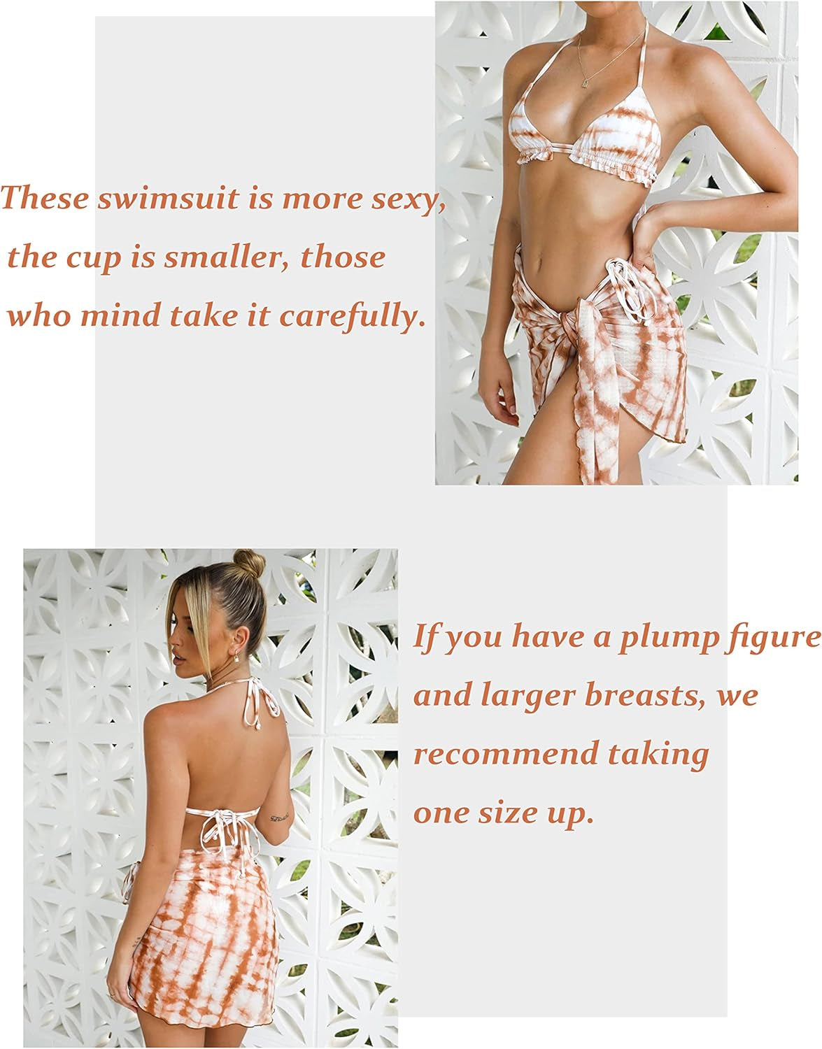 Women'S Two Piece Swimsuit with Beach Cover up Wrap Skirt Sarong Retro Floral Print Bikini Set